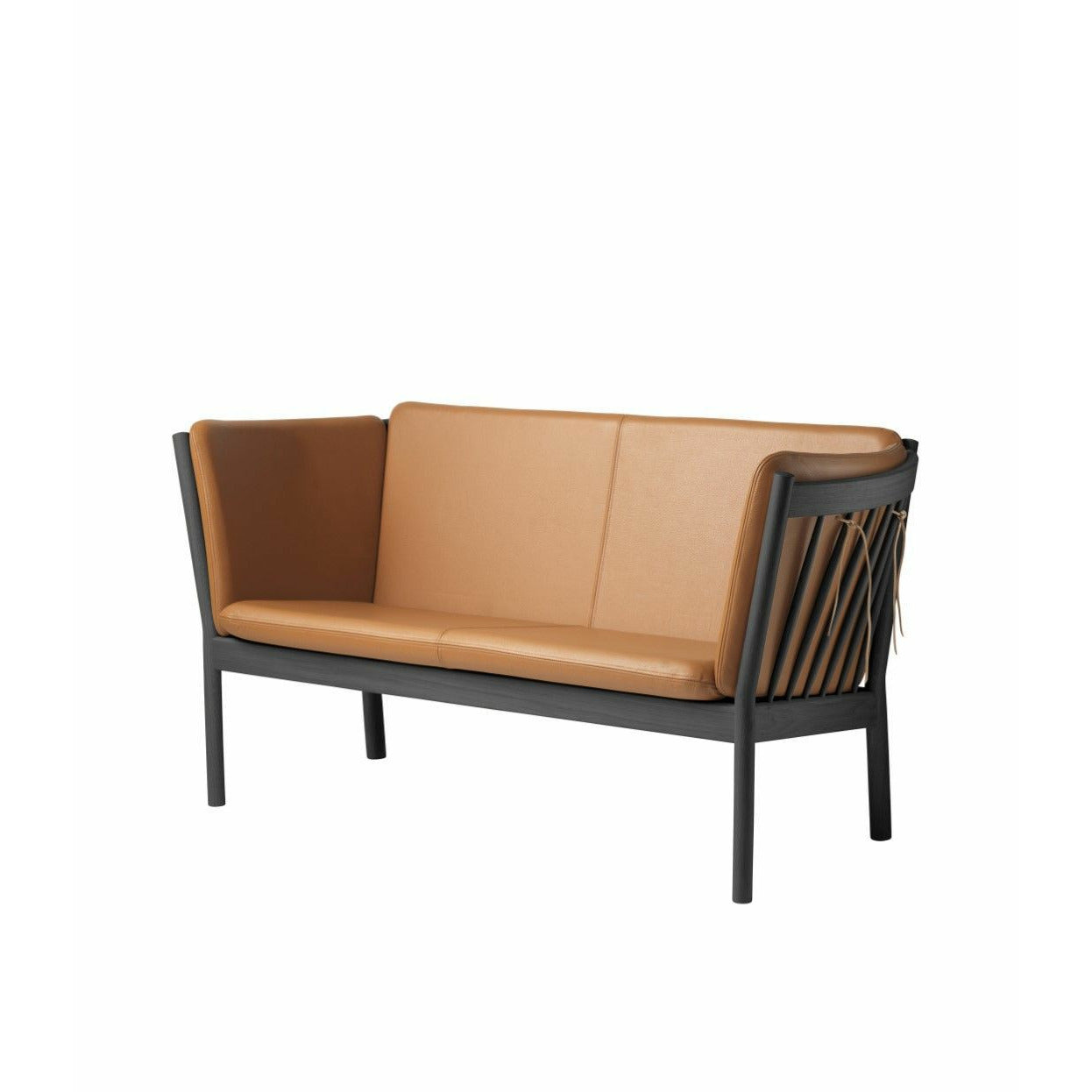 FDB Møbler J148 Zwei -Sitzer -Sofa, Schwarz/Cognac