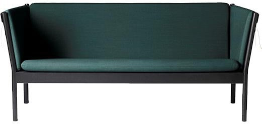 FDB Møbler J149 3 Personen -Sofa, schwarze Eiche, dunkelgrüner Stoff