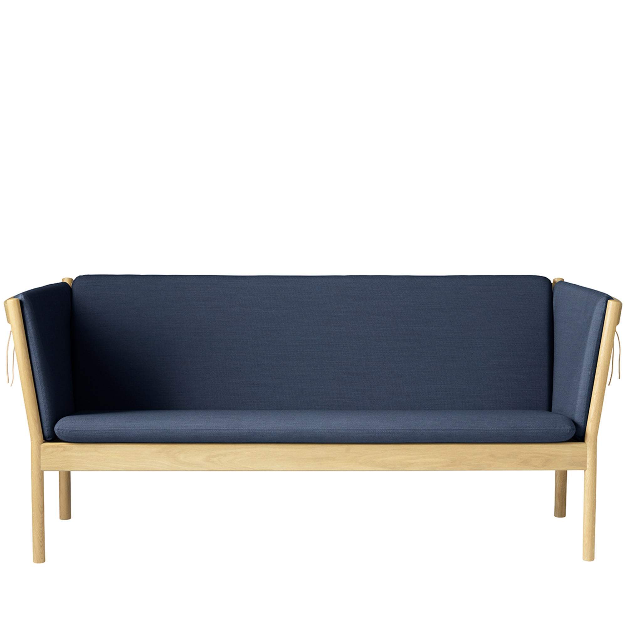 FDB Møbler J149 3 Personen -Sofa, Eiche, dunkelblauer Stoff