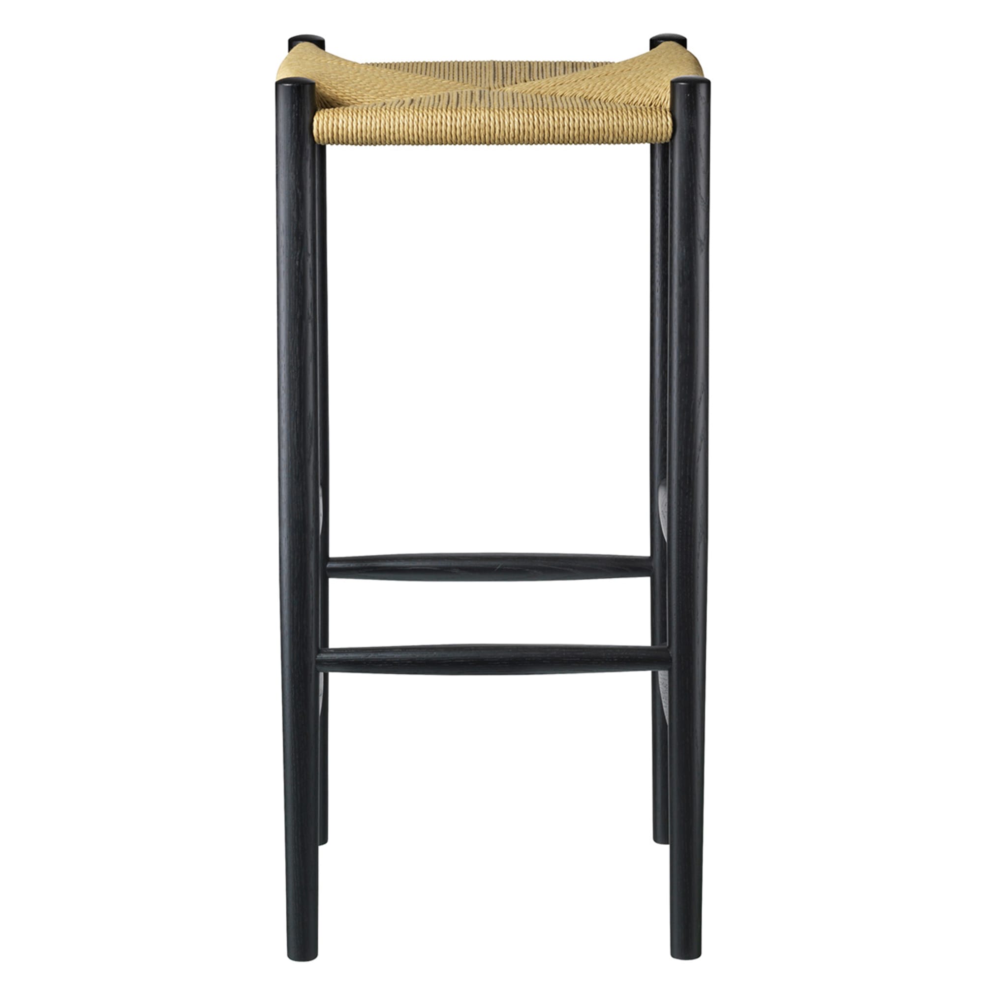 Fdb Møbler J164 B Jørgen Bækmark Bar Stool, Black/Natural Braid