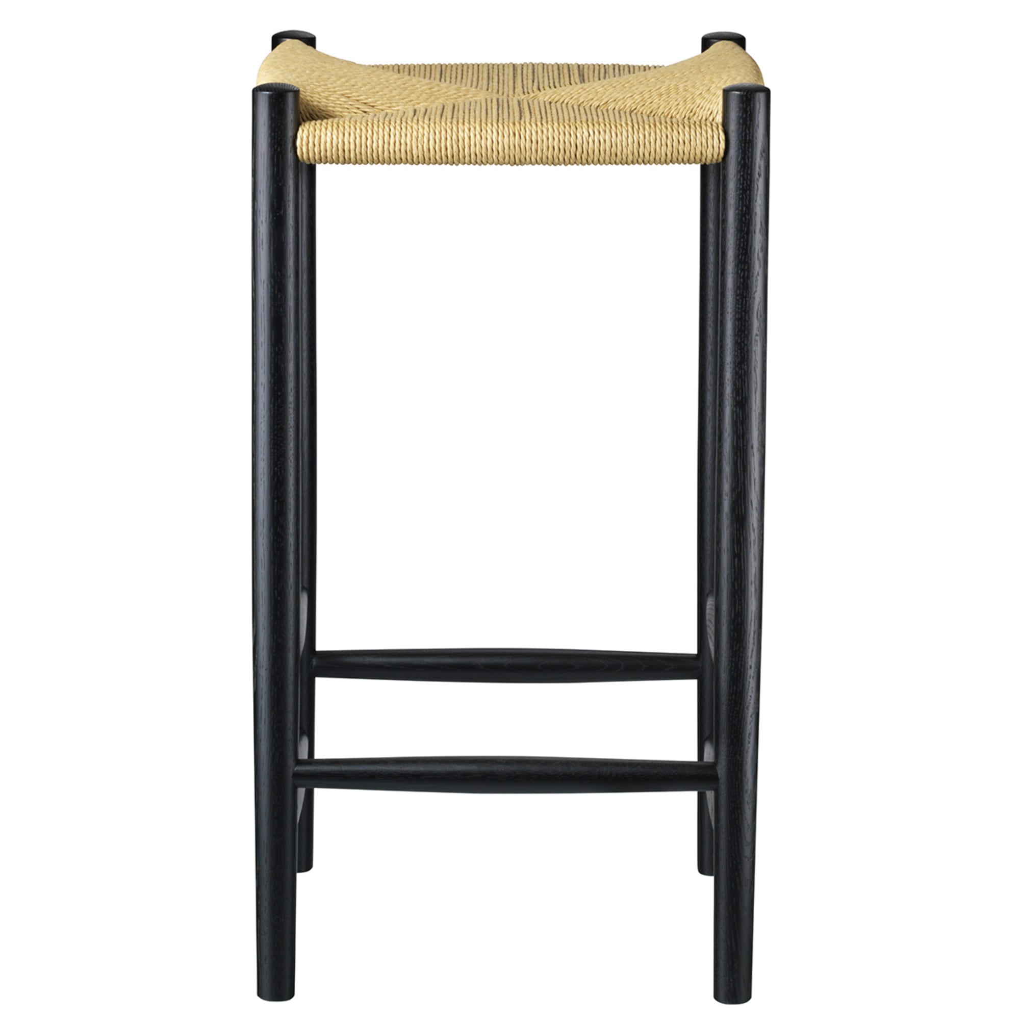 Fdb Møbler J164 C Jørgen Bækmark Counter Chair, Black/Natural Braid