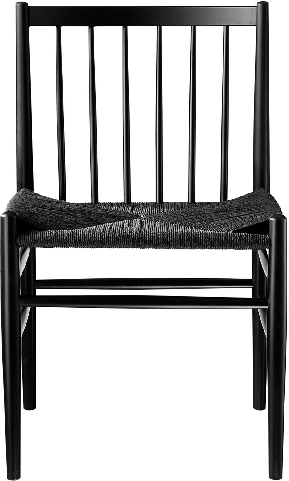 FDB Møbler J80 Chaise de salle à manger, hêtre noir, maillage noir