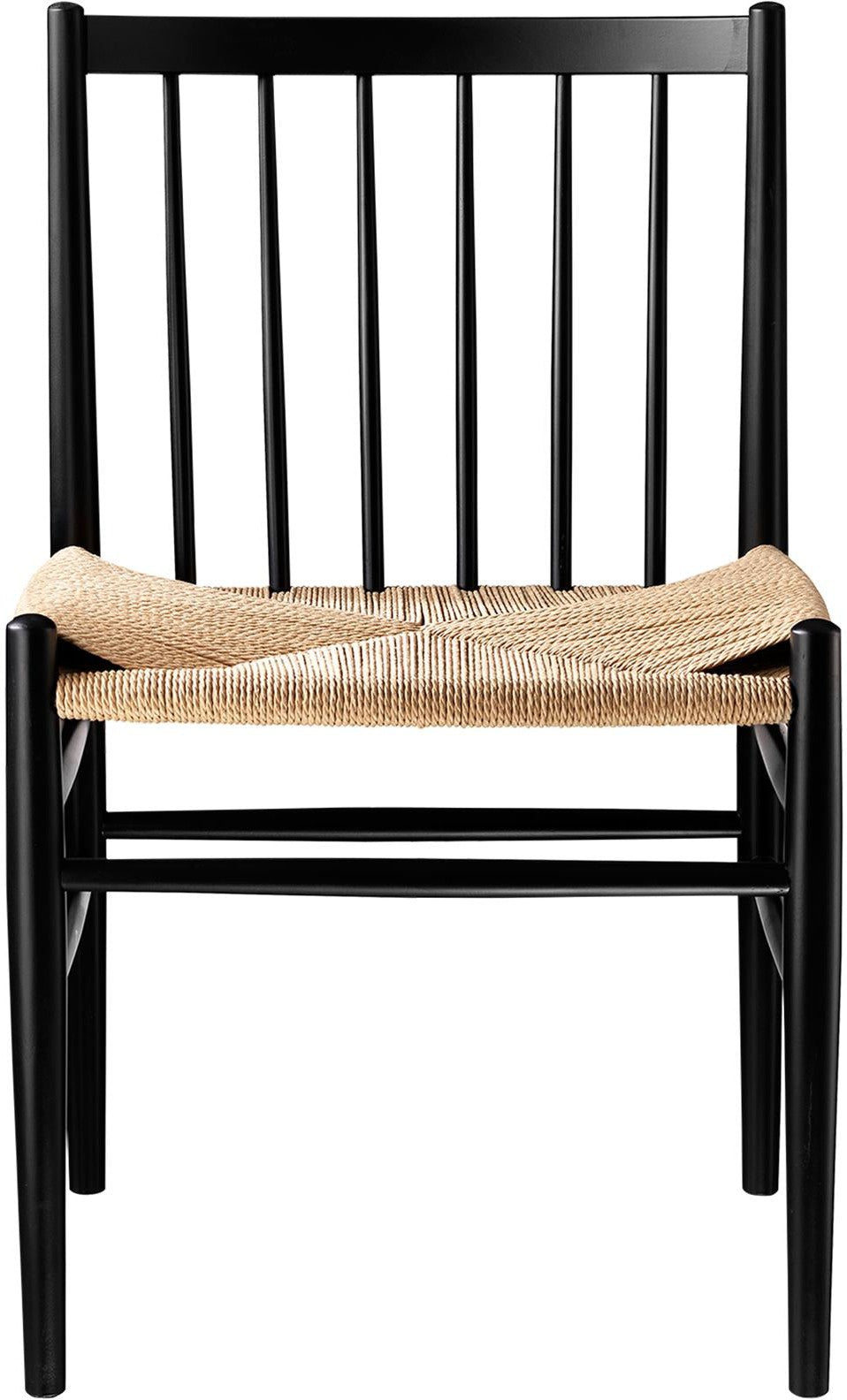 FDB Møbler J80 Chaise de salle à manger, hêtre noir, osier naturel