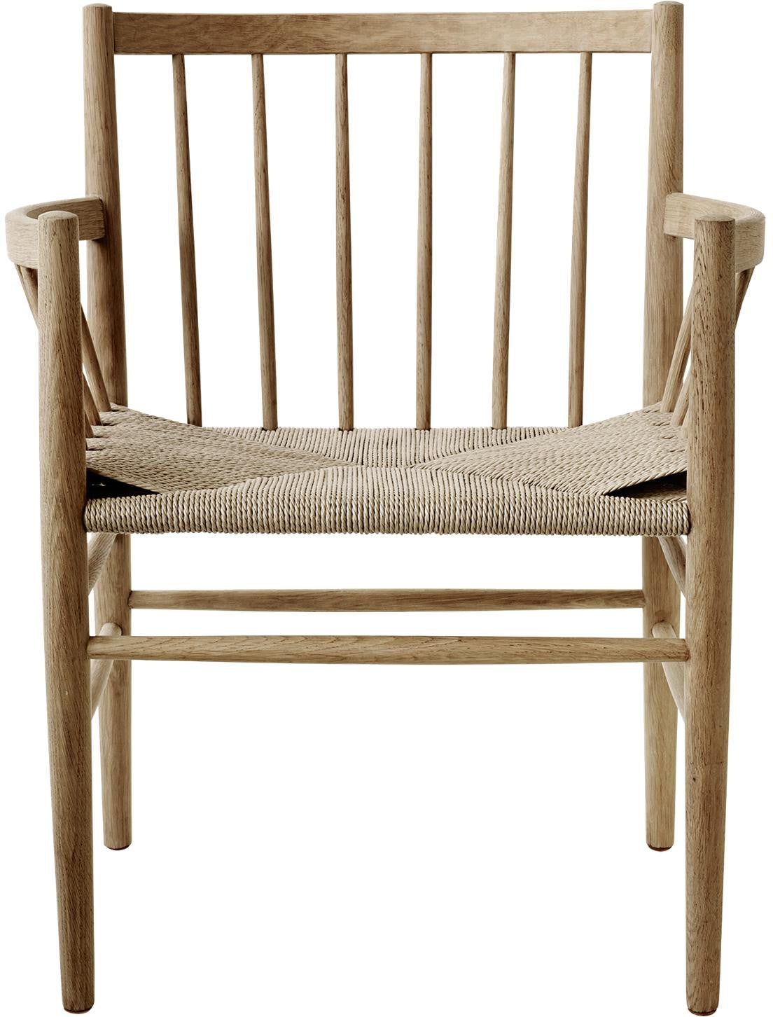 FDB Møbler J81 Chaise de salle à manger avec accoudoir, chêne, osier naturel