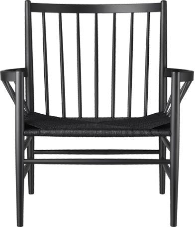 FDB Møbler J82 Lounge Chair, Black Beech, Black Wicker