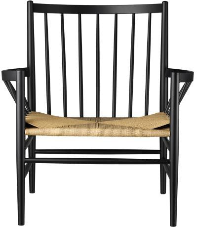 Fdb Møbler J82 Lounge Chair, Black Beech, Natural Wicker