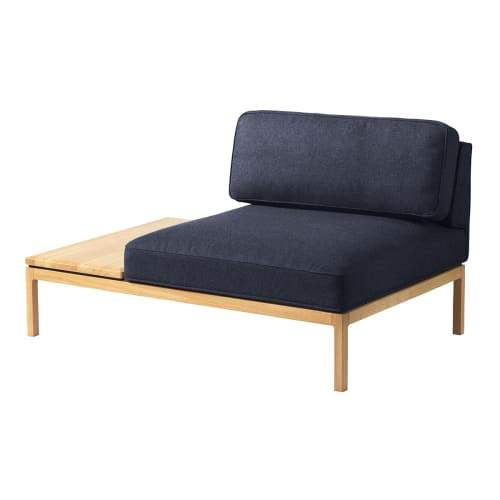 Fdb Møbler Module d'angle gauche L37 avec table bleu/naturel, 130x90cm