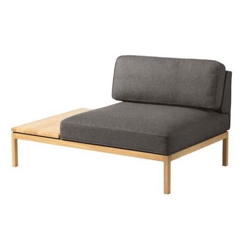 FDB Møbler L37 Módulo de esquina izquierda con mesa gris/natural, 130x90cm