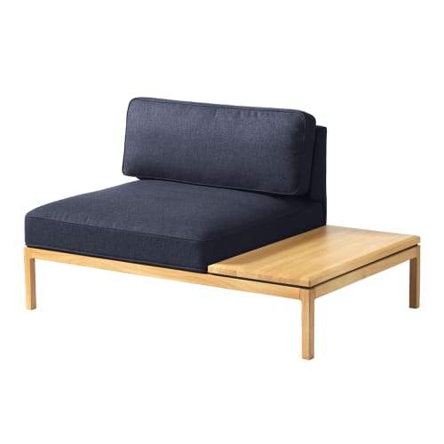 Fdb Møbler Module d'angle droit L37 avec table bleu/naturel, 130x90cm