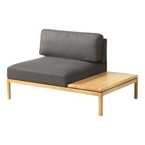 Fdb Møbler Module d'angle droit L37 avec table gris/naturel, 130x90cm