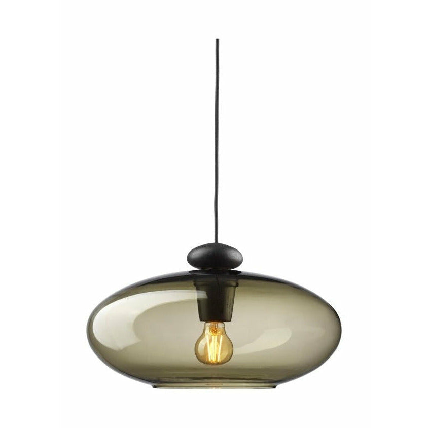 FDB Møller U3 Hiti Pendant, Oak Black Lacquered/Smoked Glass/Black Cable