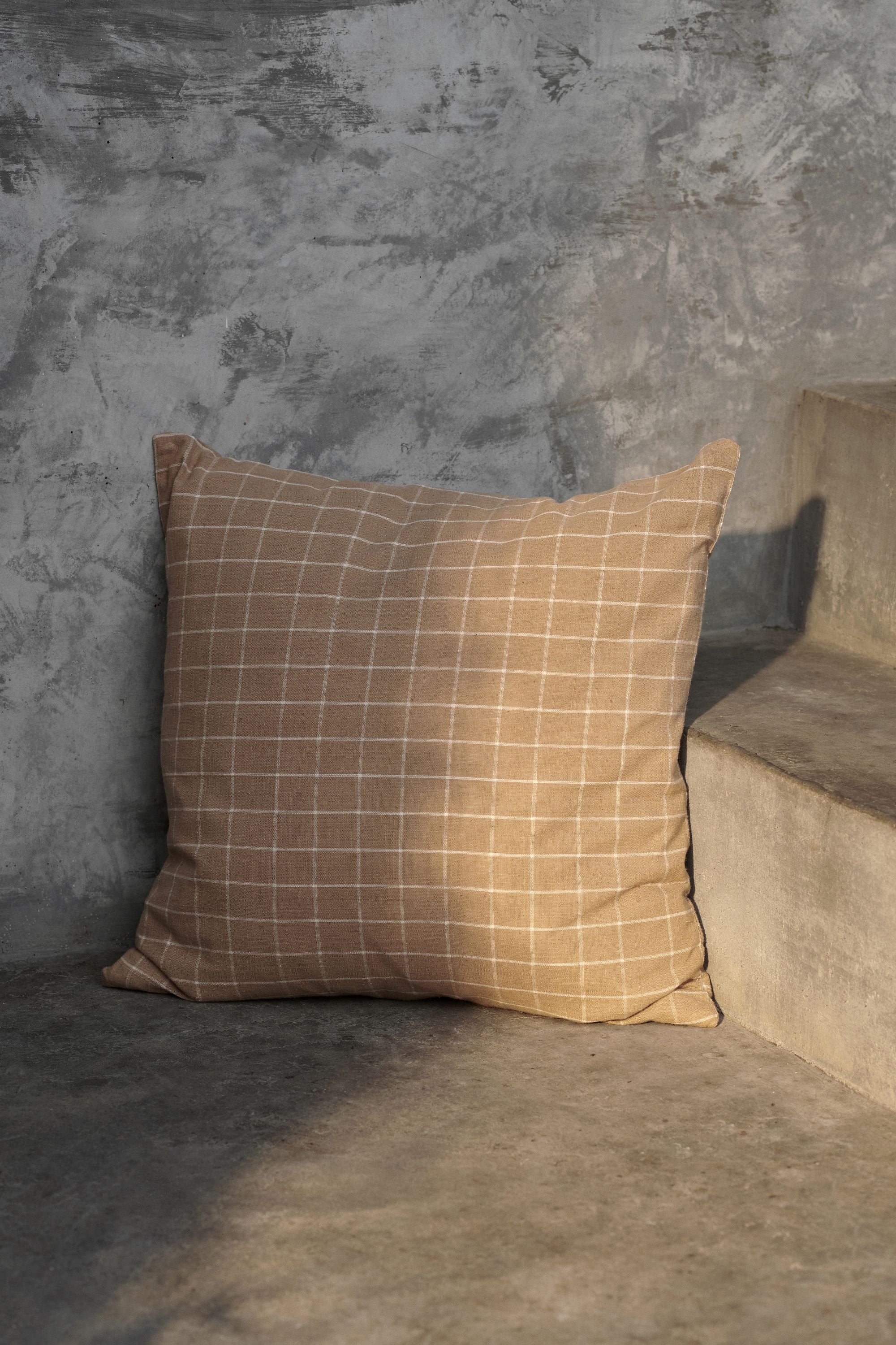 [product_category]-Ferm Living Brown Cotton Cushion, Check-Ferm Living-5704723304449-1104267478-FER-2