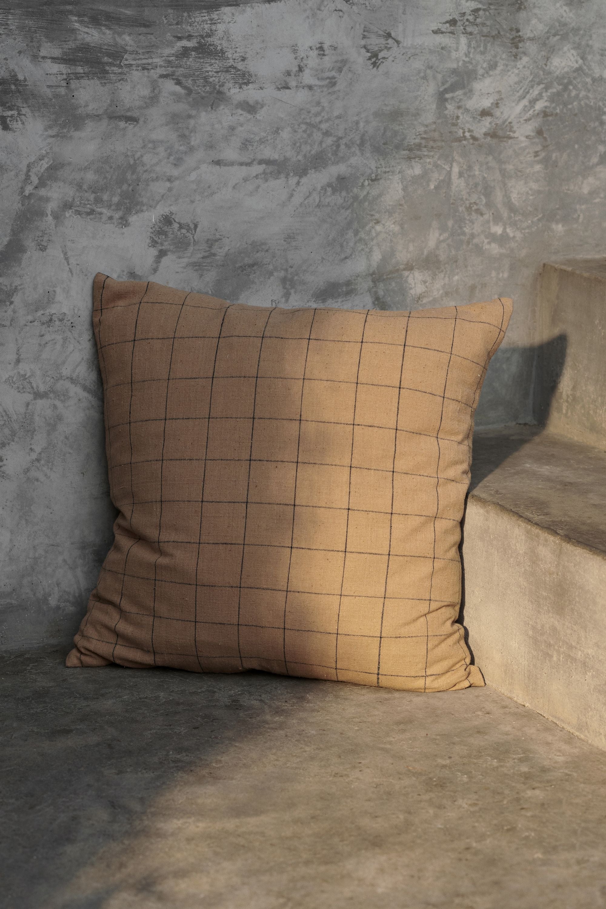 [product_category]-Ferm Living Brown Cotton Cushion, Grid-Ferm Living-5704723304463-1104267480-FER-3