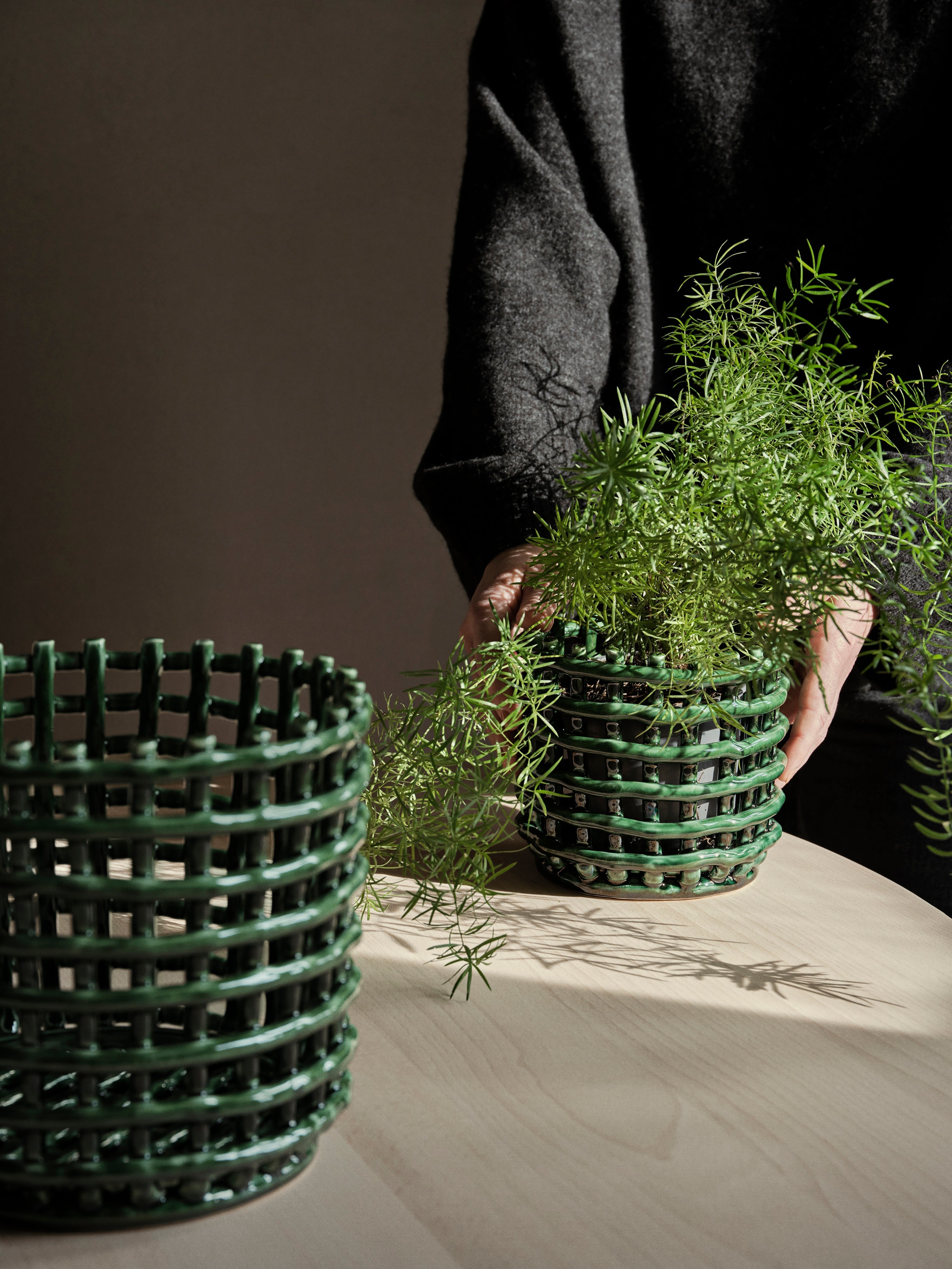 [product_category]-Ferm Living Ceramic Basket Large Emerald Green-Ferm Living-5704723319238-1104268938-FER-3