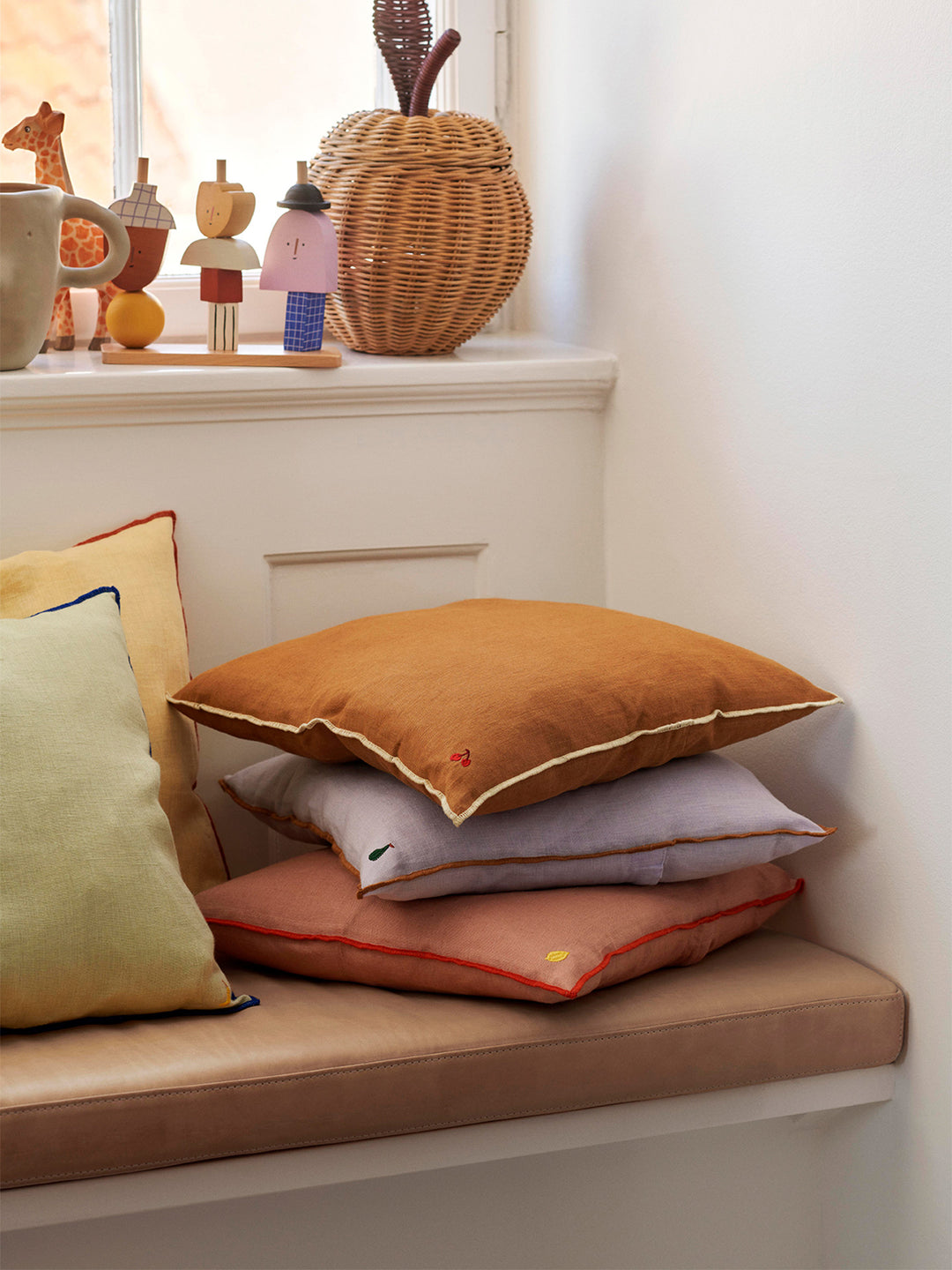 [product_category]-Ferm Living Contrast Linen Pillow, Lemon-Ferm Living-5704723294368-1104266470-FER-2