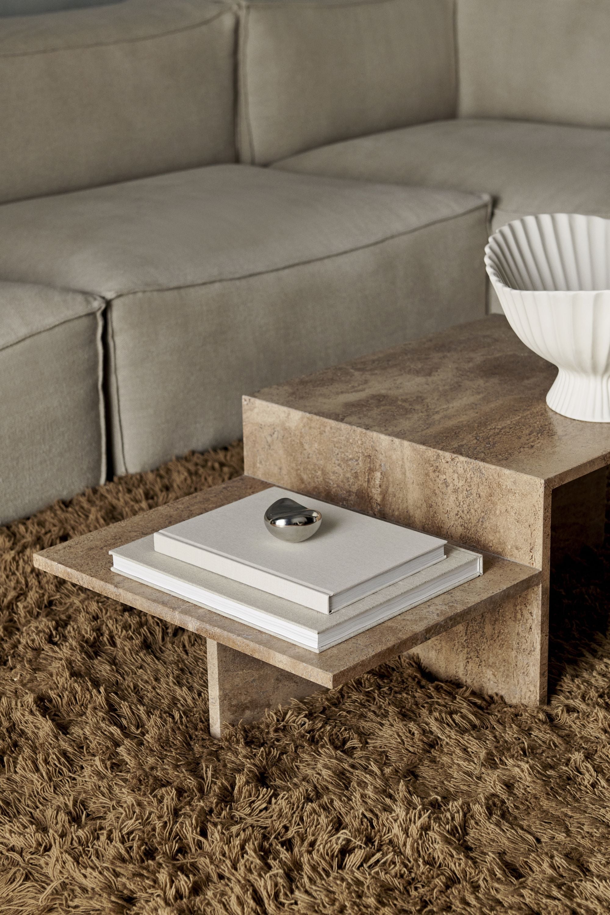 [product_category]-Ferm Living Distinct Coffee Table, Dark Brown Travertine-Ferm Living-5704723306627-1104267696-FER-5