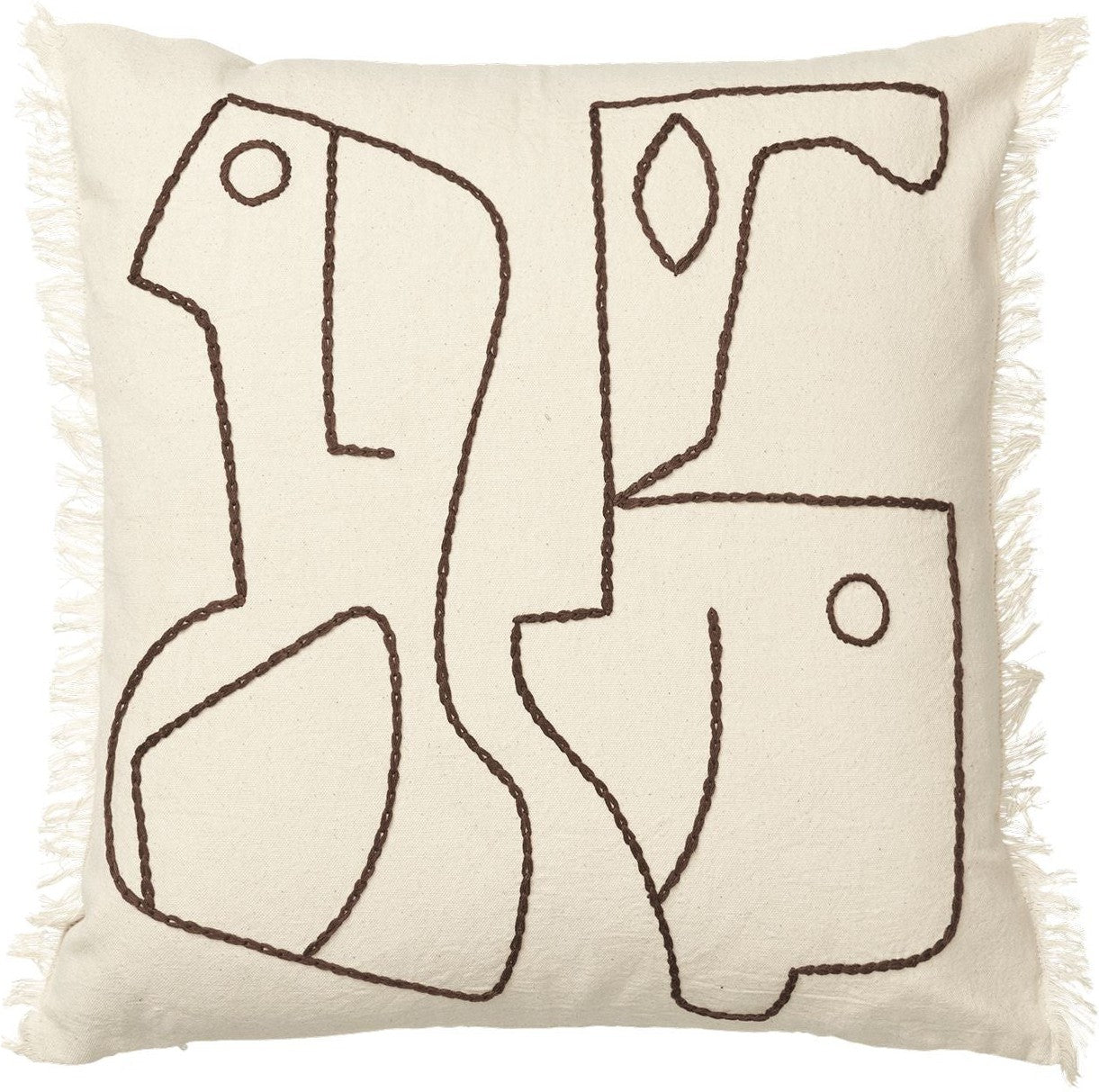 [product_category]-Ferm Living Figure Cushion Cover, Off White/Coffee-Ferm Living-5704723313687-1104268402-FER-1