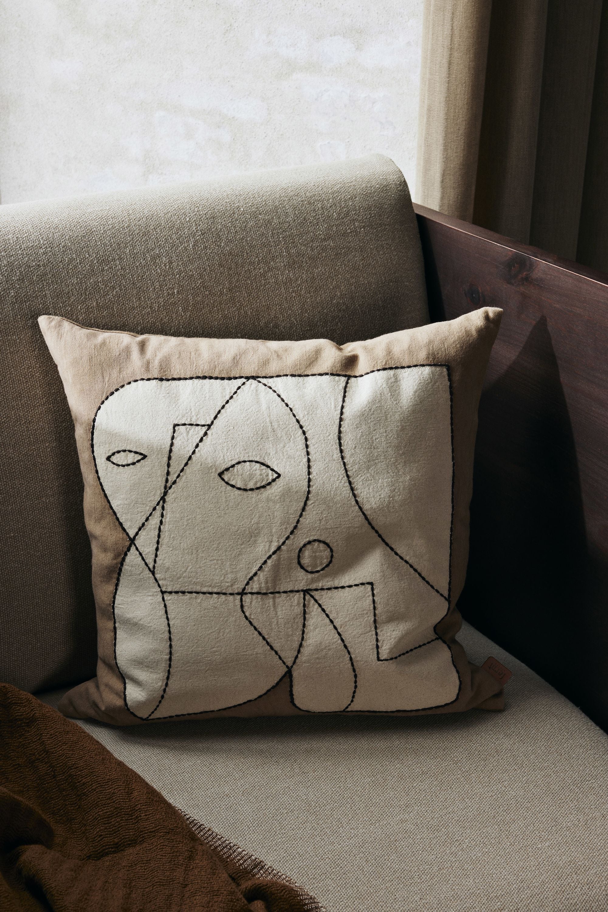 [product_category]-Ferm Living Figure Cushion, Dark Taupe/Off White-Ferm Living-5704723311935-1104268227-FER-2