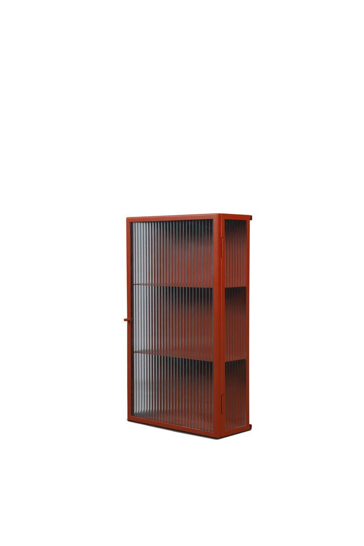 Ferm Living Haze Wall Cabinet, Reeded Glass, Oxide Red