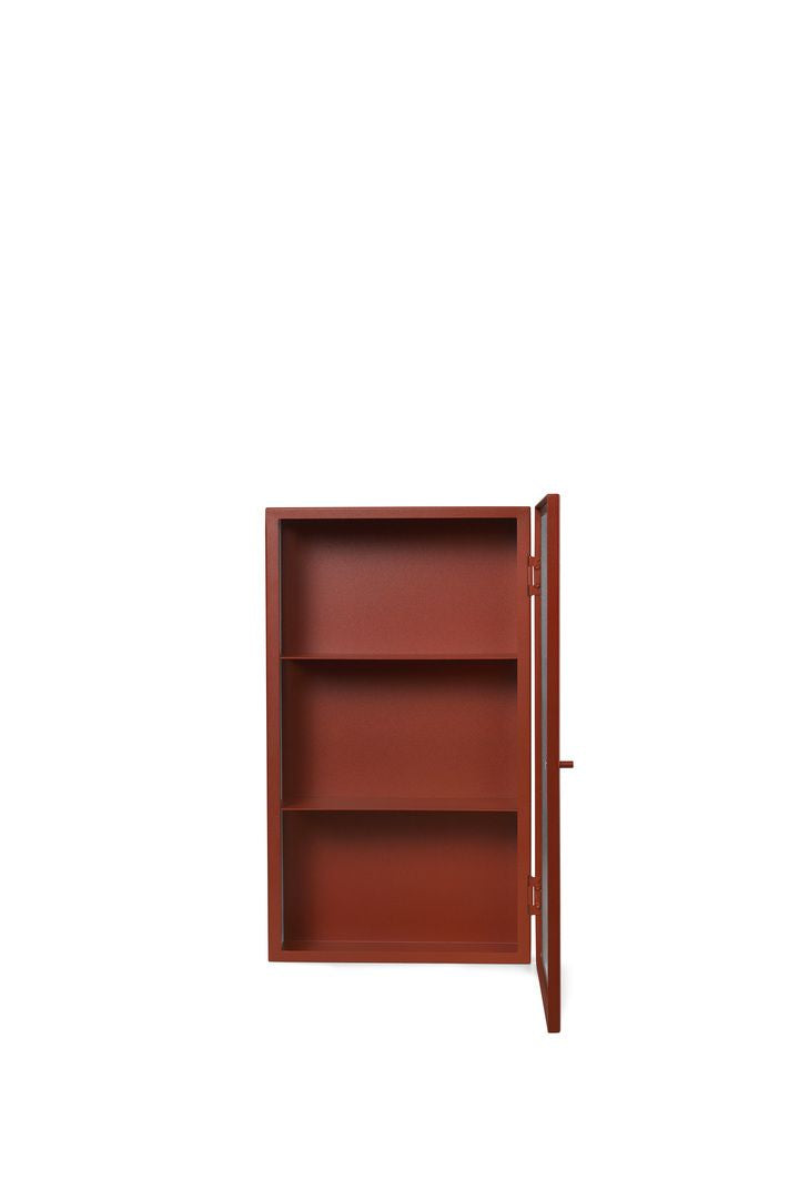 Ferm Living Haze Wall Cabinet, Reeded Glass, Oxide Red