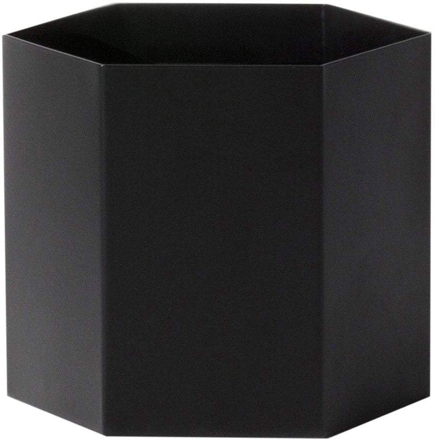 [product_category]-Ferm Living Hexagon Flowerpot Black, ø18cm-Ferm Living-5704723007890-4179-FER-1