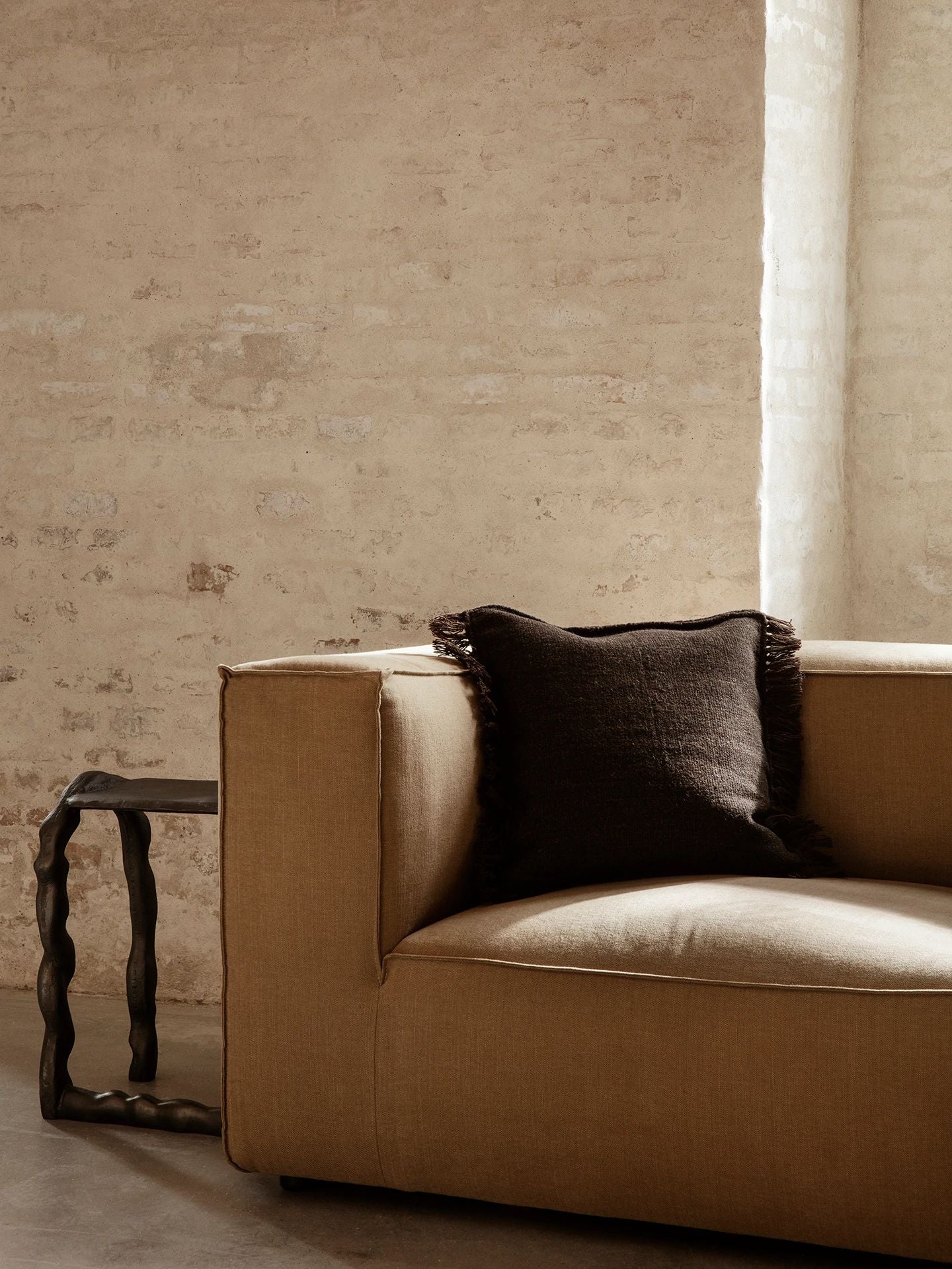 [product_category]-Ferm Living Kelim Fringe Cushion Large, Dark Melange-Ferm Living-5704723264095-1104263443-FER-5