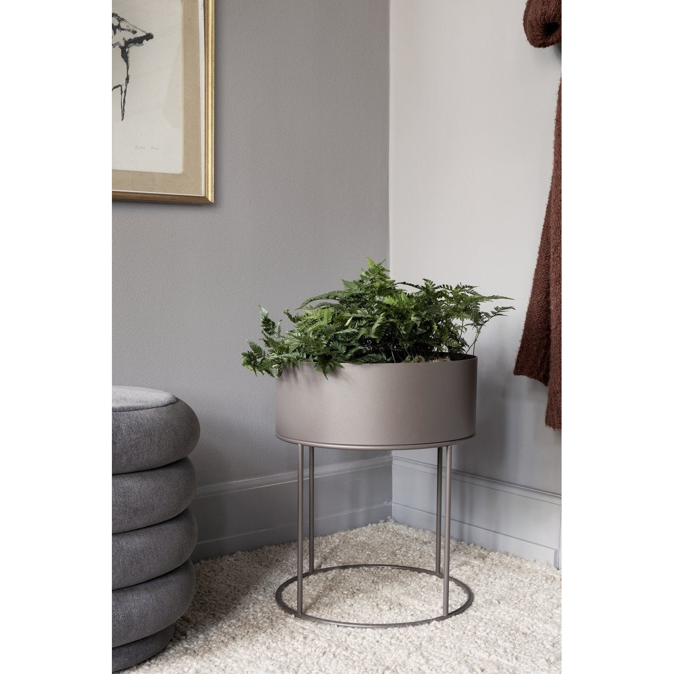 Ferm Living Jardinière Gris Clair, Ronde