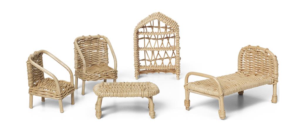 [product_category]-Ferm Living Rattan Dollhouse Furniture Set Of 5, Natural-Ferm Living-5704723291664-1104266200-FER-1
