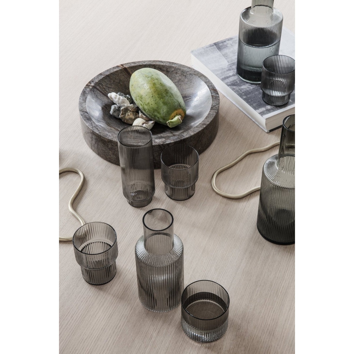 [product_category]-Ferm Living Ripple Long Drink Glass, Grey (Set Of 4)-Ferm Living-5704723028680-100128112-FER-2