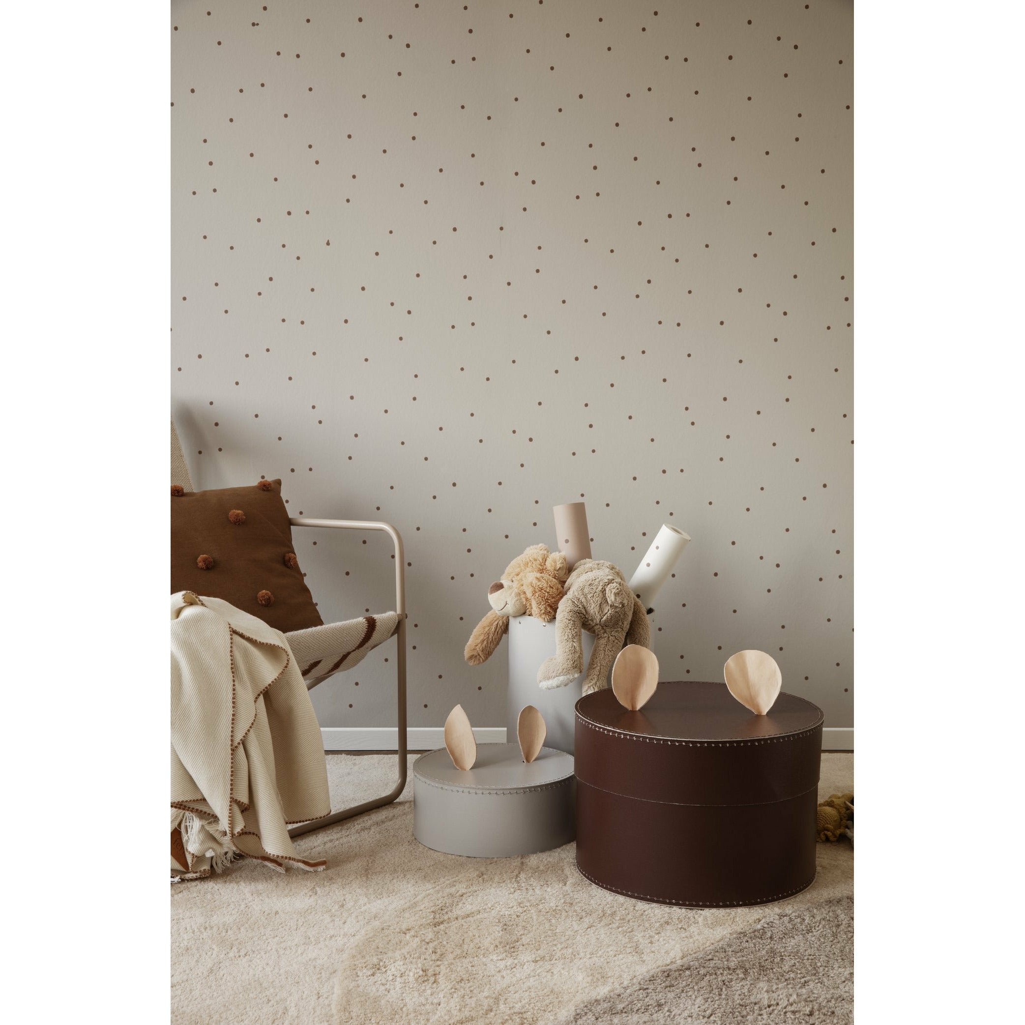 Ferm Living Rug Jute naturel, Triangles noirs Ø 100 cm