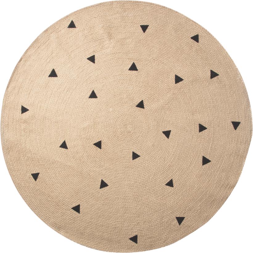 Ferm Living Rug Natural Jute, Black Triangles Ø 130 cm