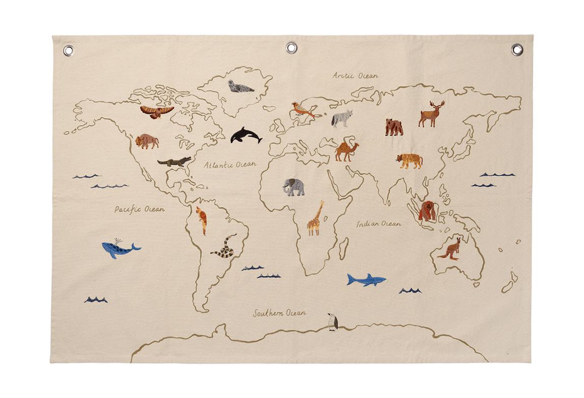 [product_category]-Ferm Living The World Textile Map World Map, Off White-Ferm Living-5704723294634-1104266497-FER-1