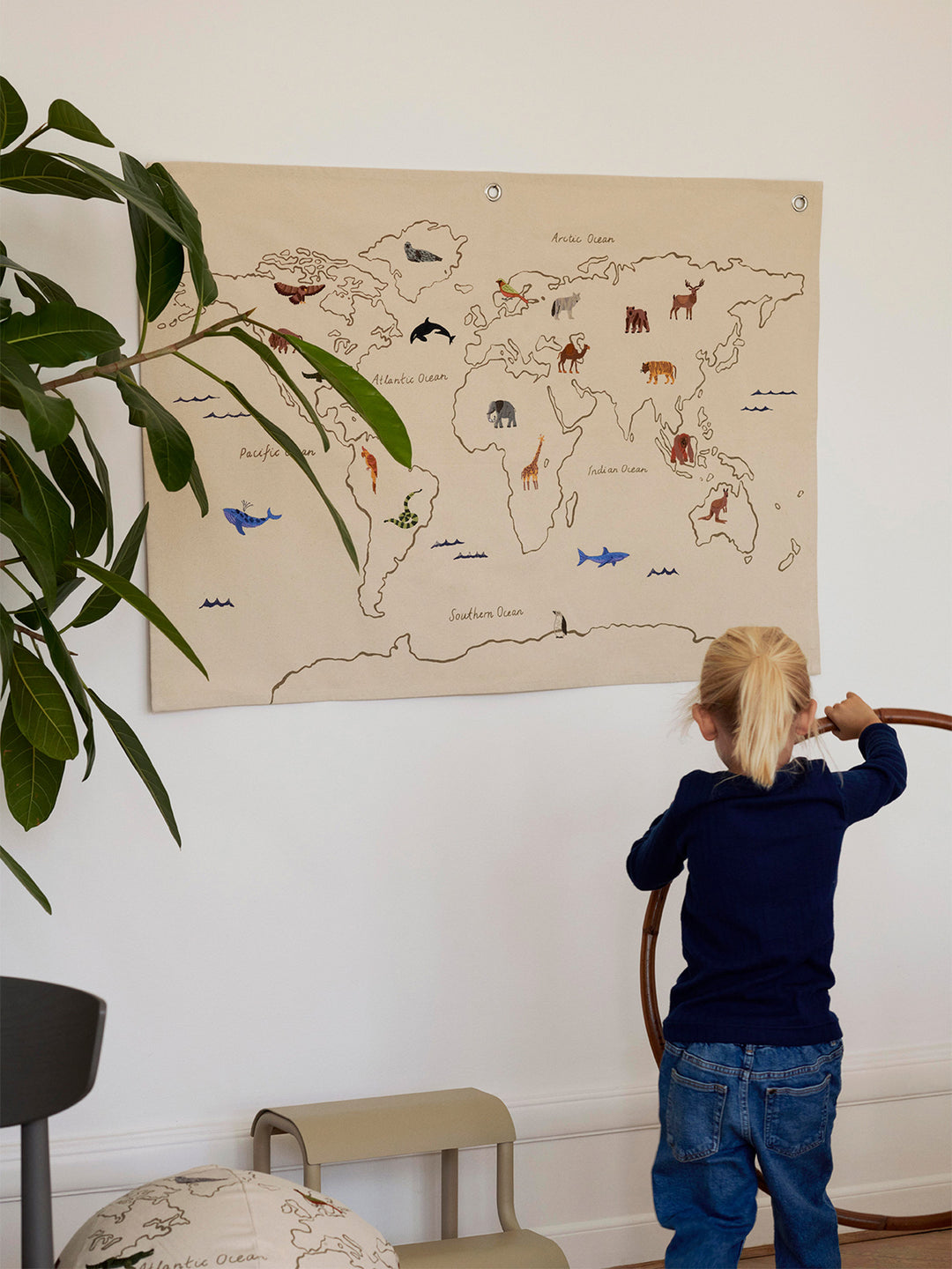 [product_category]-Ferm Living The World Textile Map World Map, Off White-Ferm Living-5704723294634-1104266497-FER-2