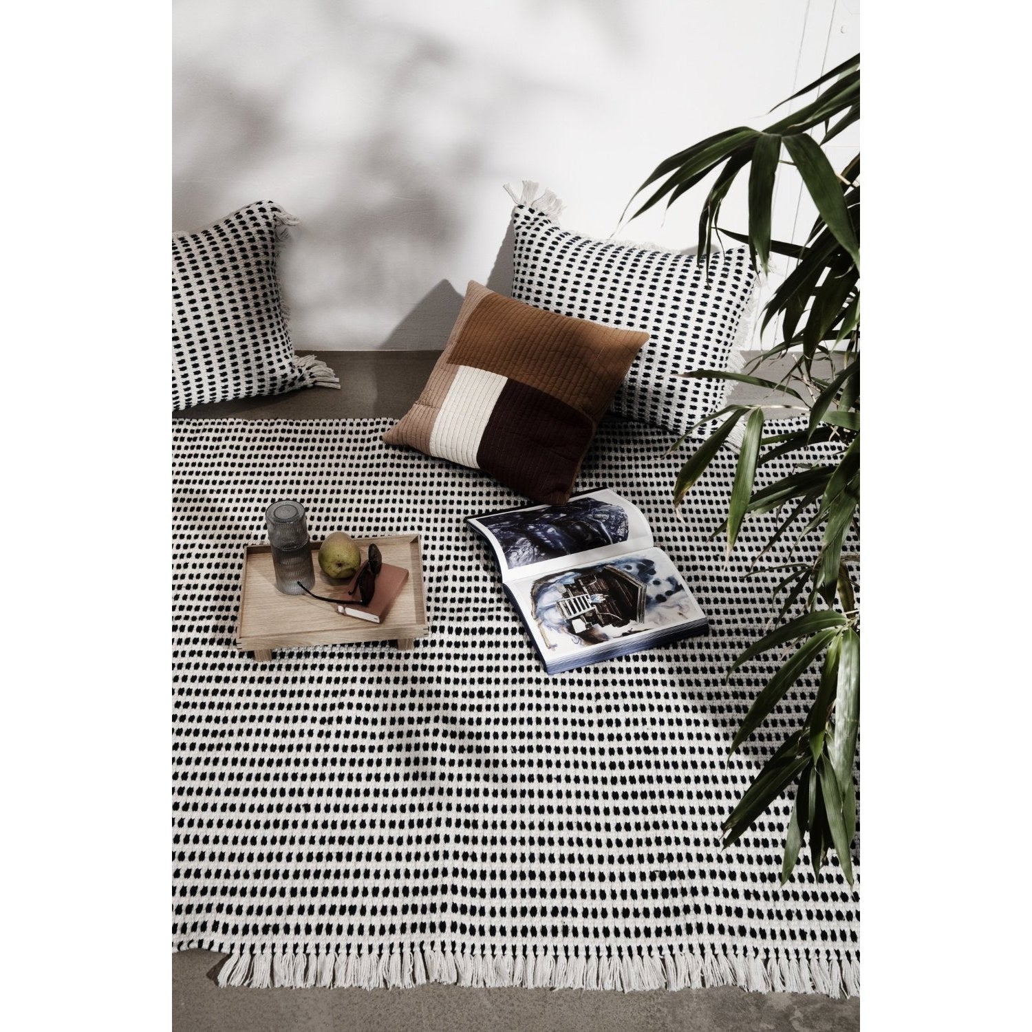 Ferm Living Way Tapis d'extérieur Blanc Bleu, 50x70 cm