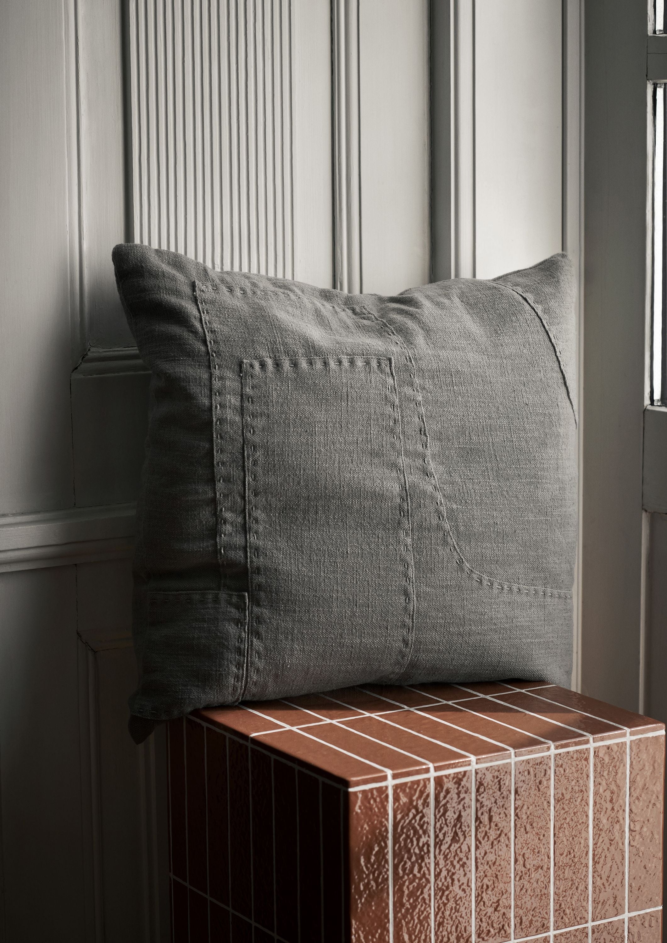 Ferm Living Darn Cushion, Blue Grey