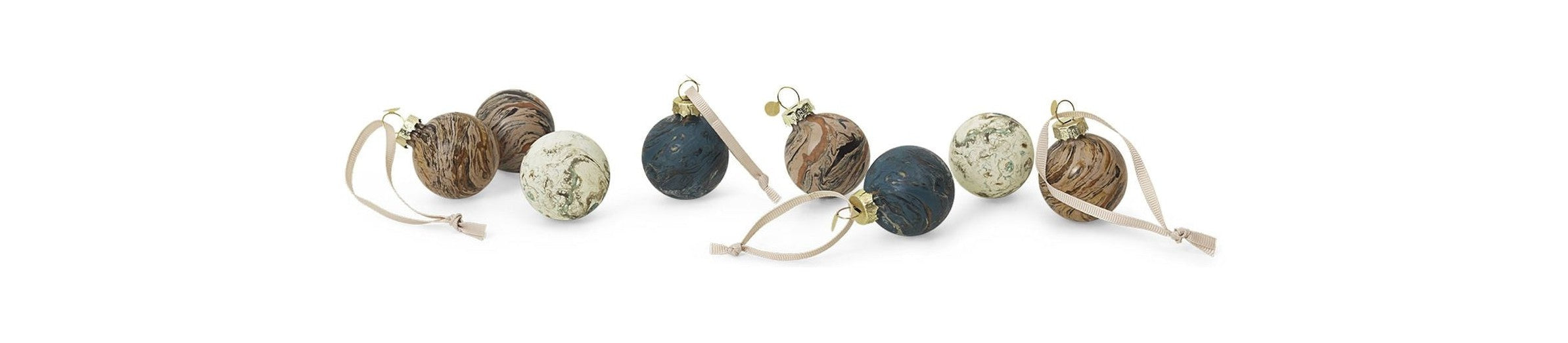 Ferm Living Christmas Marble Baubles Small, Set Of 8