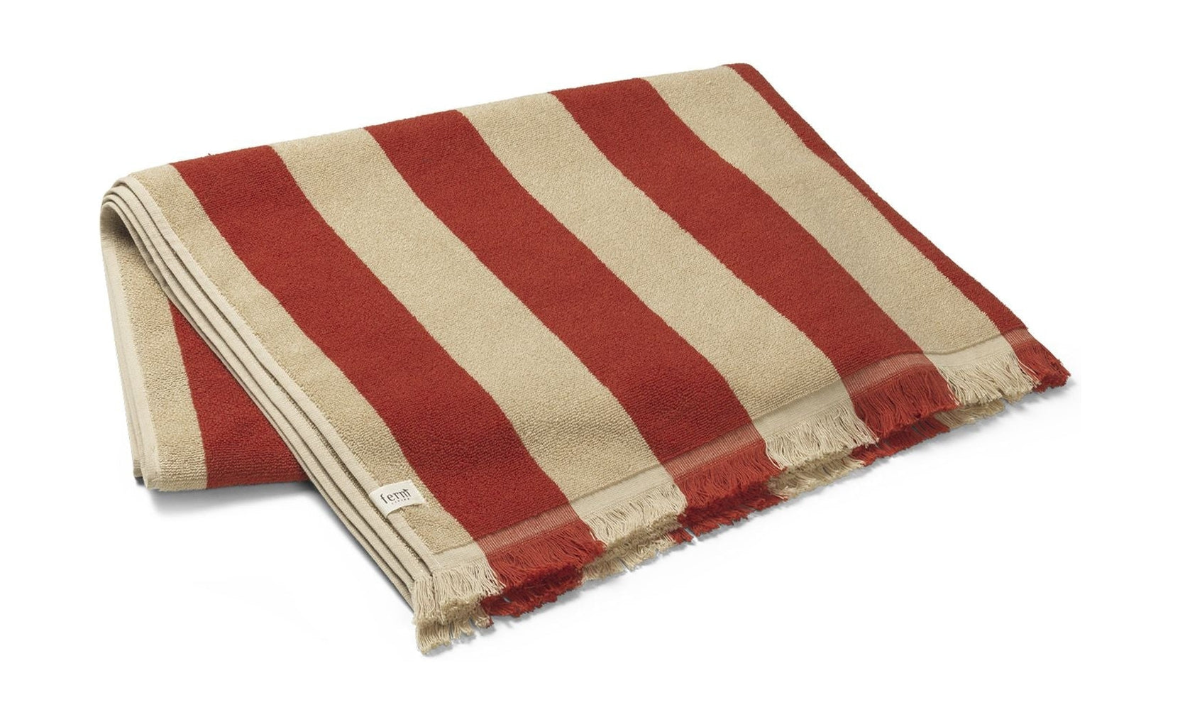 Ferm Living Alee Serviette de plage Camel clair/rouge