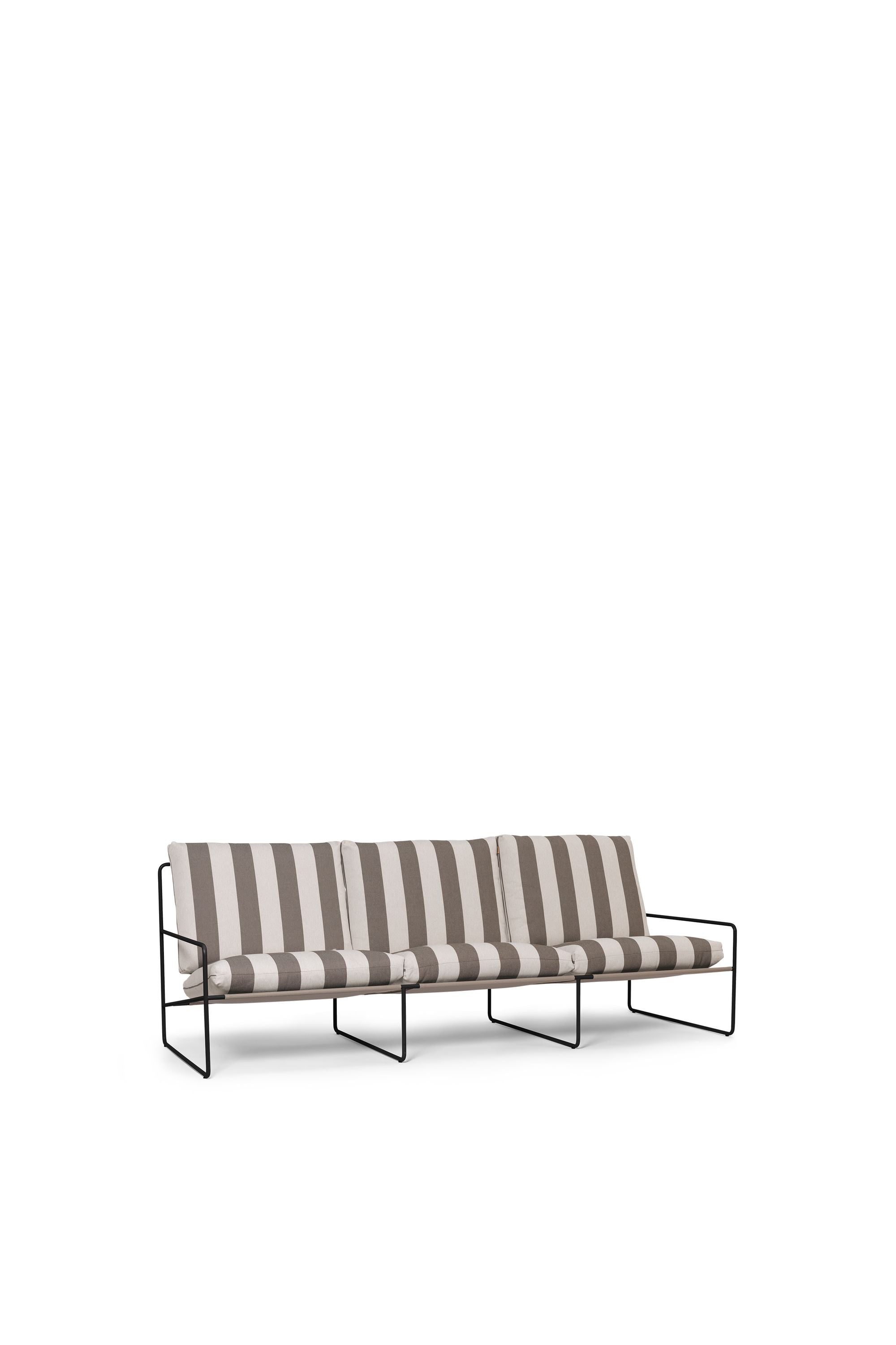 Ferm Living Desert 3 Seater Stripe, Black/Chocolate