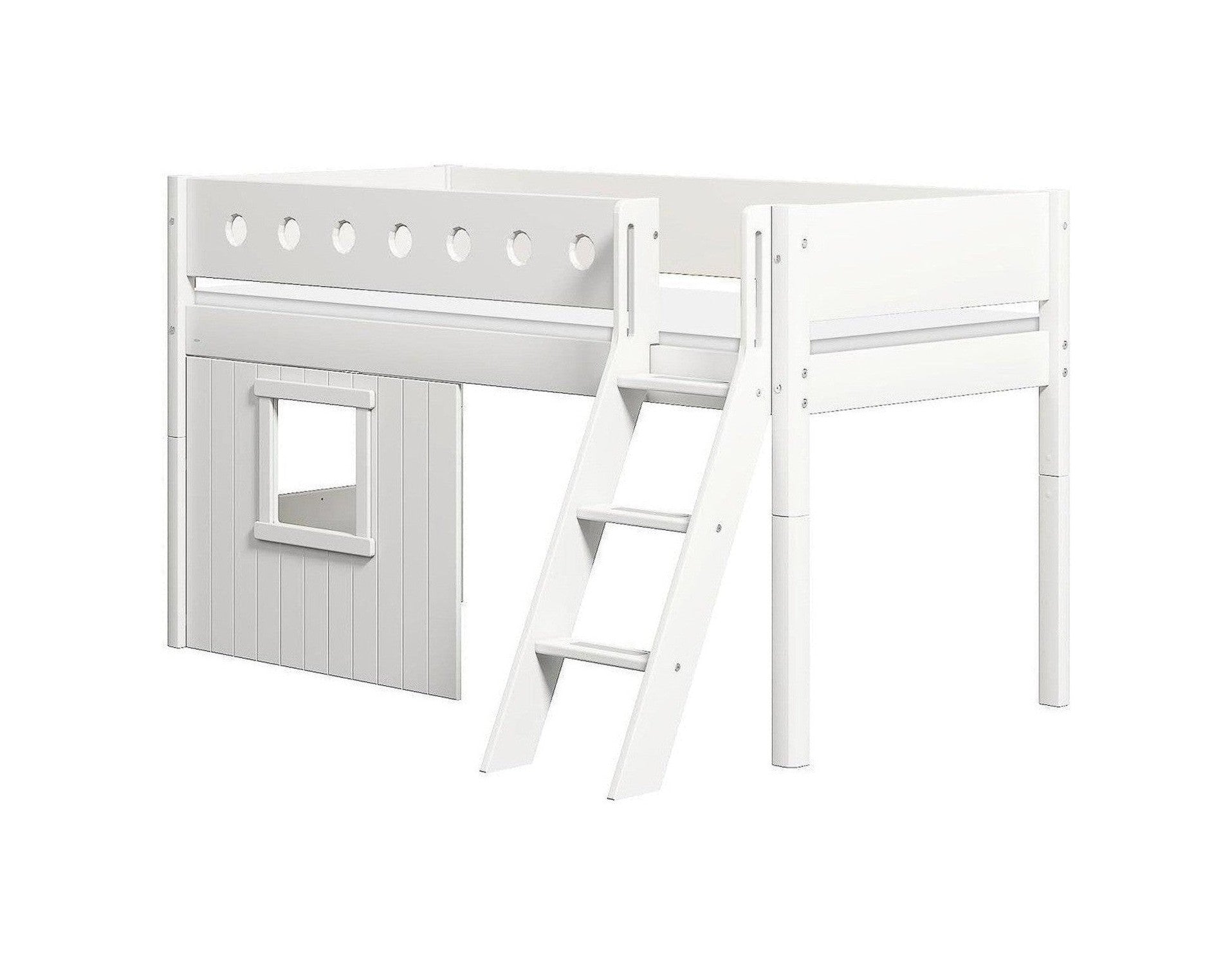 [product_category]-FLEXA Mid-high bed, sl. ladder & Treehouse Bed Fronts, white frame-FLEXA-5706459145518-90-10975-40-FLE-1