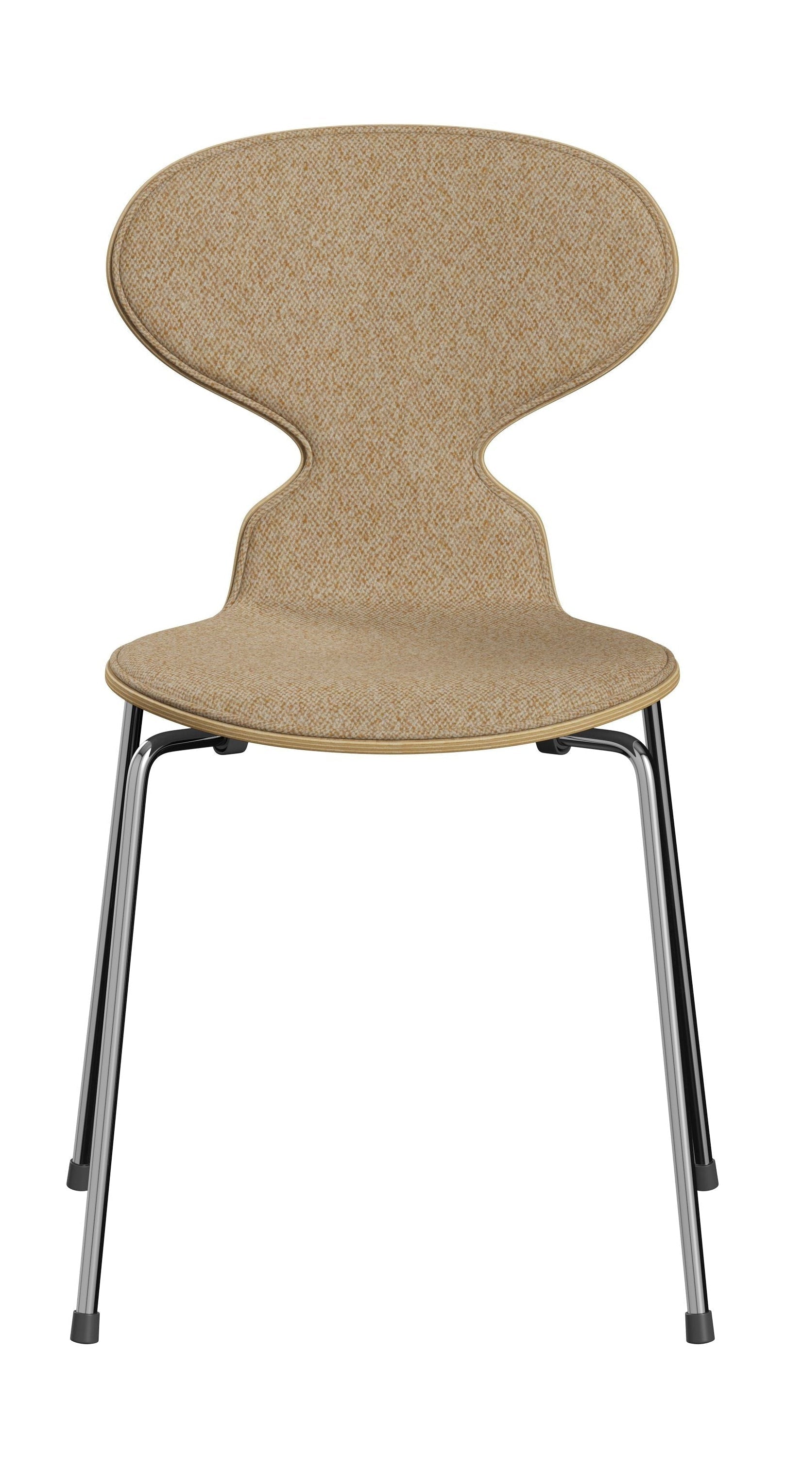 [product_category]-Fritz Hansen 3101 Ant Chair Front Upholstered, Shell: Clear Lacquered Veneer Eiche, Upholstery: Vanir Textile Beige Mustard, Base: Steel/Chrome-Fritz Hansen-3101-Clear-Oak-Vanir-Beige-Mustard-Chrome-FRI-1