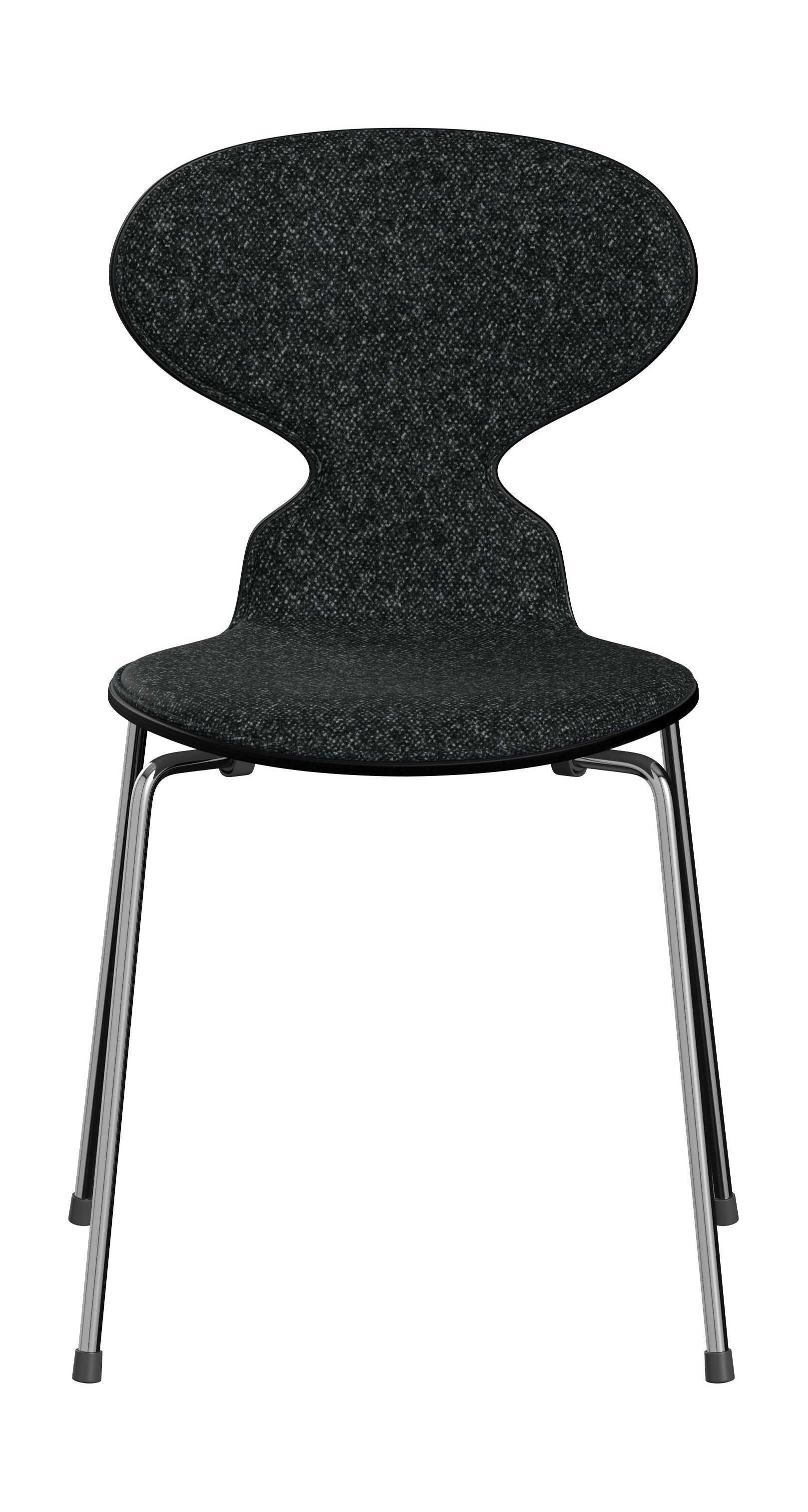 [product_category]-Fritz Hansen 3101 Ant Chair Front Upholstered, Shell: Colored Veneer Black, Upholstery: Vanir Textile Black/Grey, Base: Steel/Chrome-Fritz Hansen-3101-Colored-Black-Vanir-Light-Blue-Chrome-FRI-1