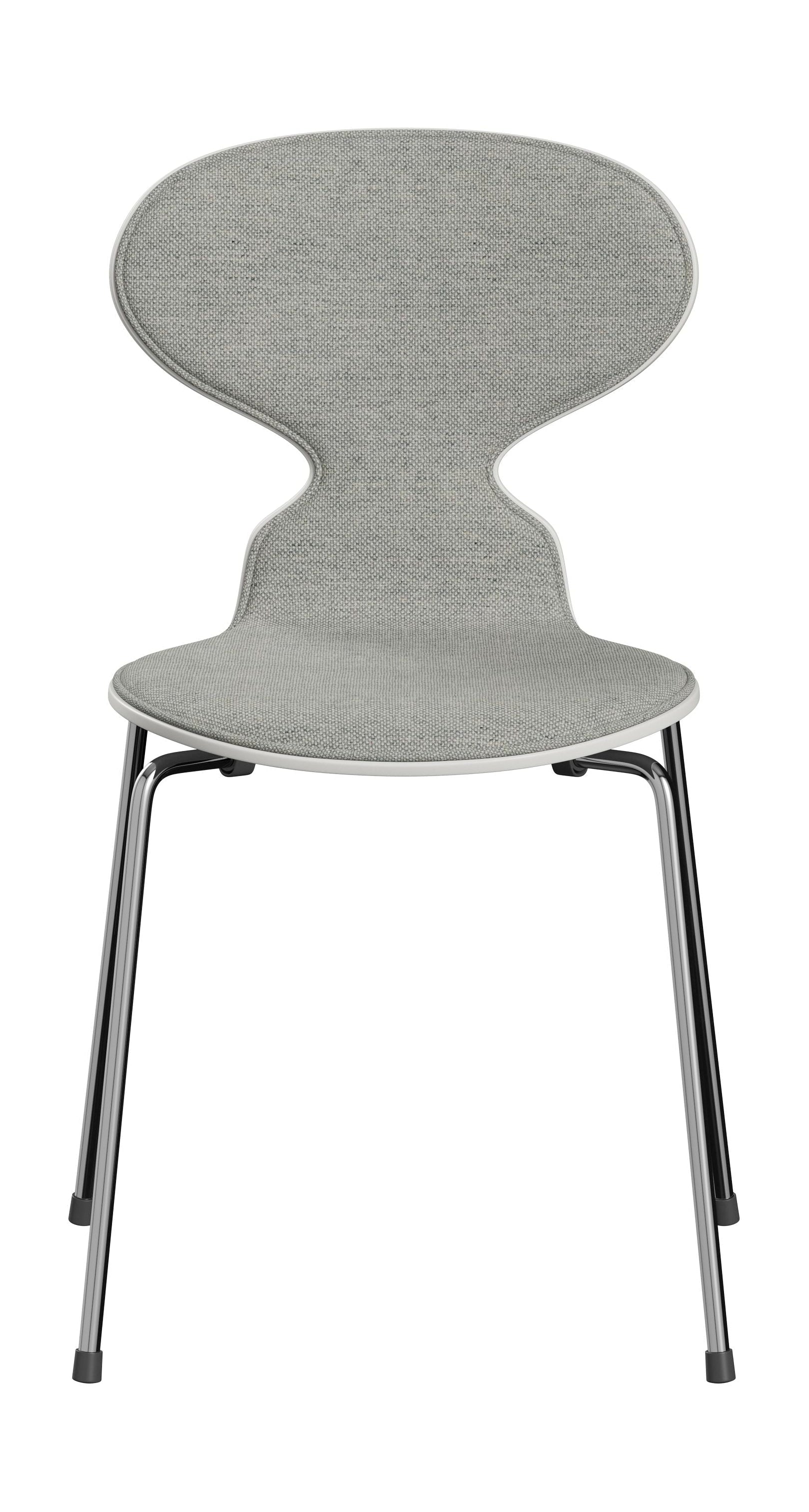 [product_category]-Fritz Hansen 3101 Ant Chair Front Upholstered, Shell: Lacquered Veneer White, Upholstery: Hallingdal Textile White/Grey, Base: Steel/Chrome-Fritz Hansen-3101-Lacqured-White-Hallingdal-White-Grey-Chrome-FRI-1