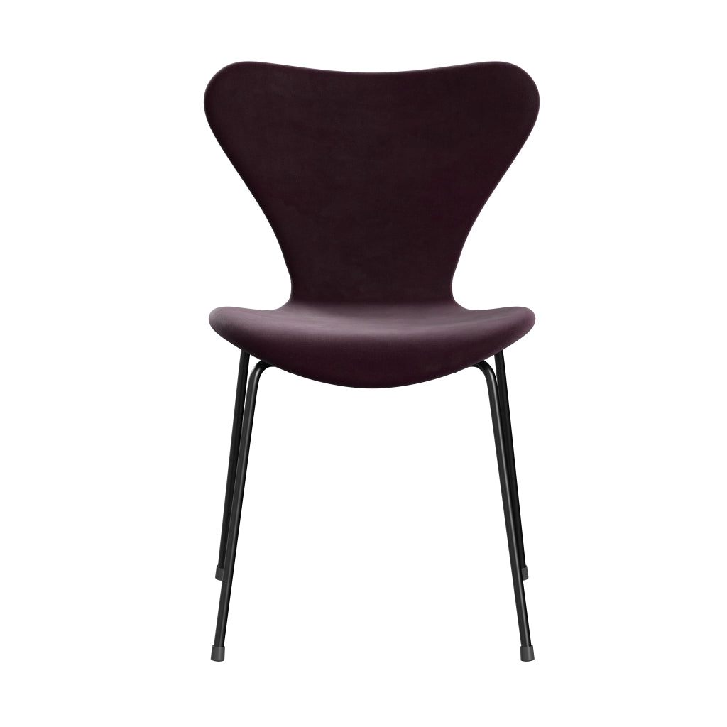 [product_category]-Fritz Hansen 3107 Chair Full Upholstery, Black/Belfast Velvet Dark Plum-Fritz Hansen-3107FU-BEL232-DRBL-FRI-1