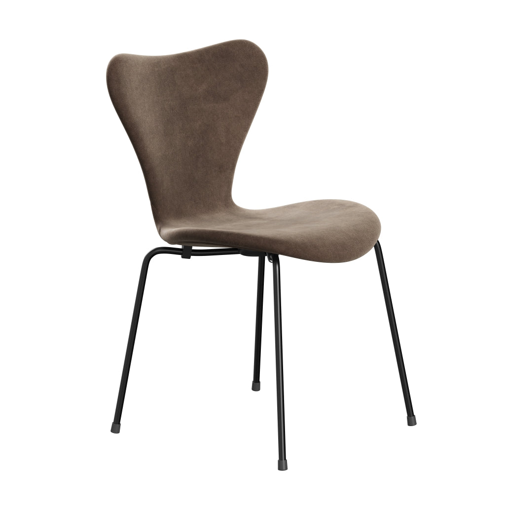 [product_category]-Fritz Hansen 3107 Chair Full Upholstery, Black/Belfast Velvet Grey Brown-Fritz Hansen-3107FU-BEL772-DRBL-FRI-2