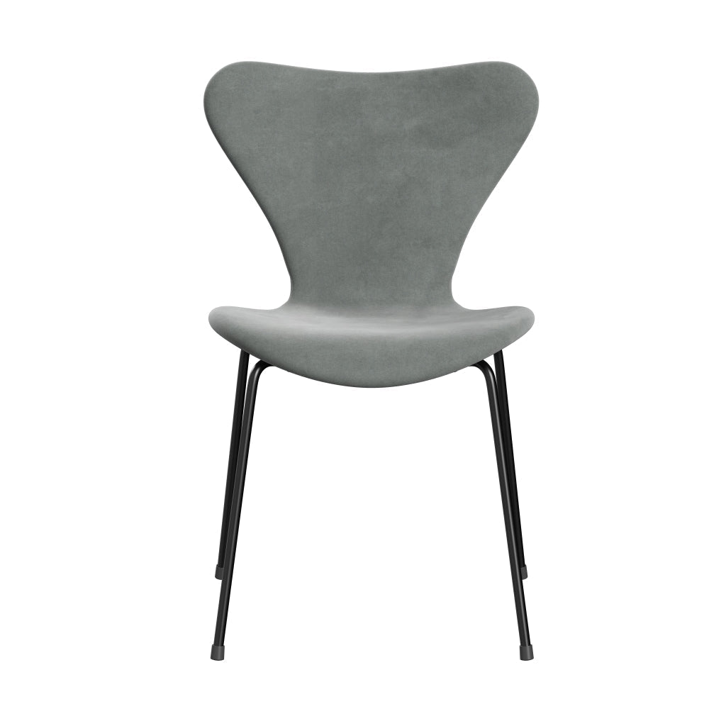 [product_category]-Fritz Hansen 3107 Chair Full Upholstery, Black/Belfast Velvet Seal Grey-Fritz Hansen-3107FU-BEL139-DRBL-FRI-1