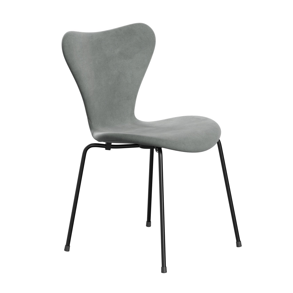 [product_category]-Fritz Hansen 3107 Chair Full Upholstery, Black/Belfast Velvet Seal Grey-Fritz Hansen-3107FU-BEL139-DRBL-FRI-2