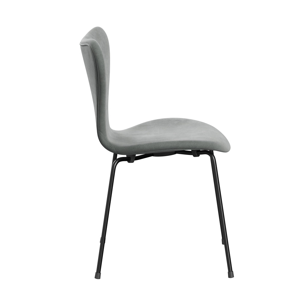 [product_category]-Fritz Hansen 3107 Chair Full Upholstery, Black/Belfast Velvet Seal Grey-Fritz Hansen-3107FU-BEL139-DRBL-FRI-3