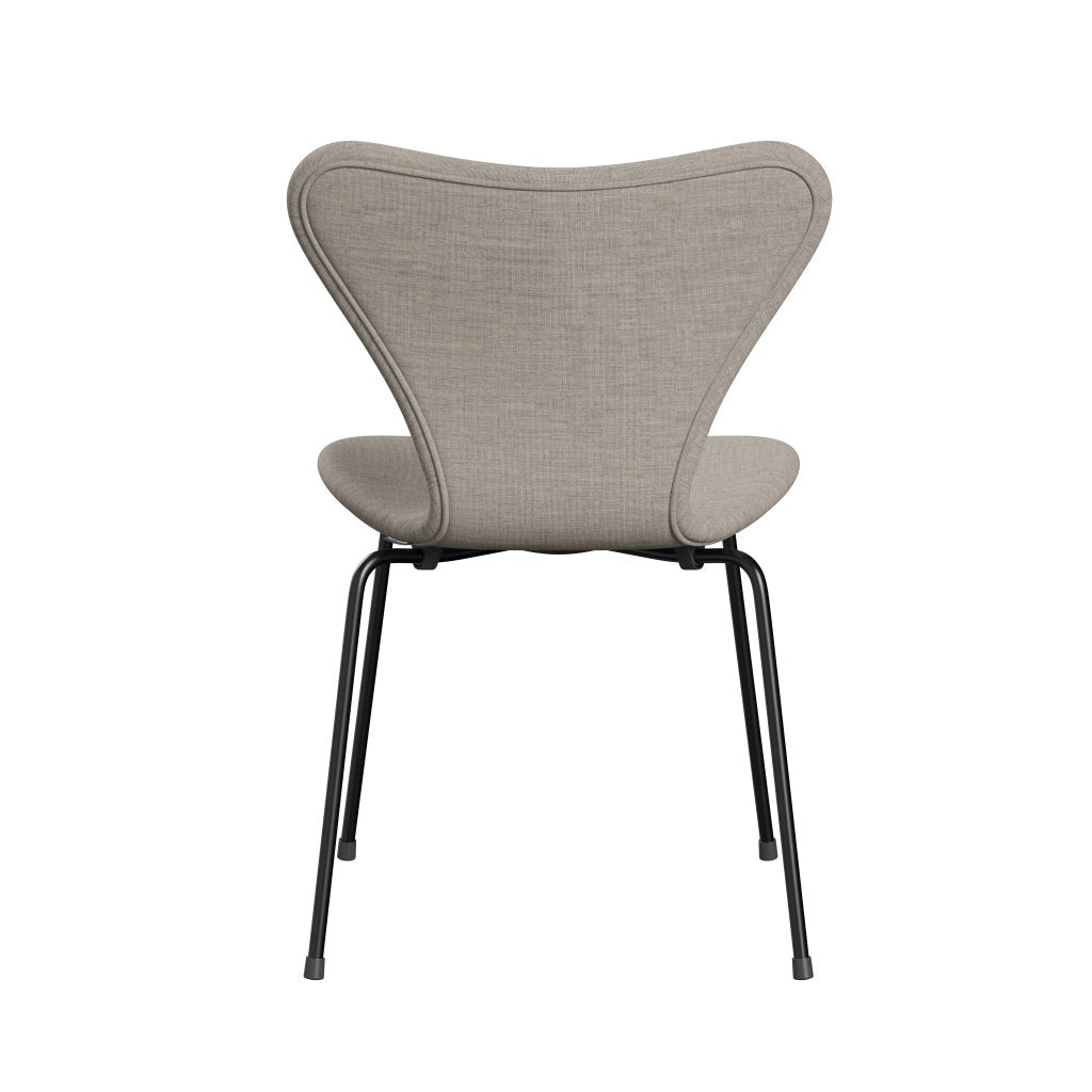 Fritz Hansen 3107 Silla tapicería completa, negro/lienzo beige