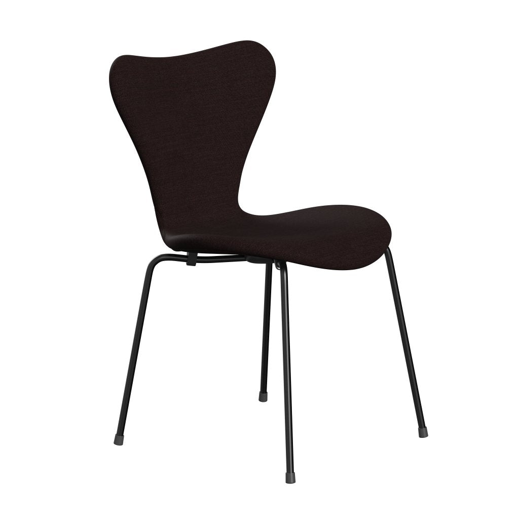 Fritz Hansen 3107 Stuhl Vollbeziegele, schwarzes/Leinwand schwarzes Licht