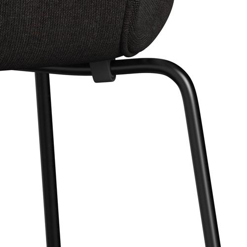 Fritz Hansen 3107 Silla tapicería completa, negro/lienzo negro